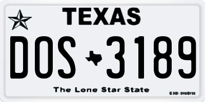 TX license plate DOS3189