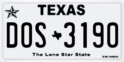 TX license plate DOS3190