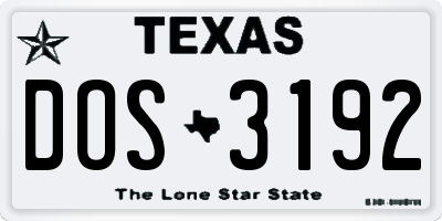 TX license plate DOS3192