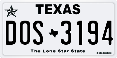 TX license plate DOS3194