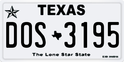 TX license plate DOS3195