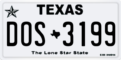 TX license plate DOS3199