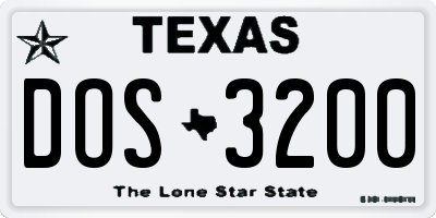 TX license plate DOS3200