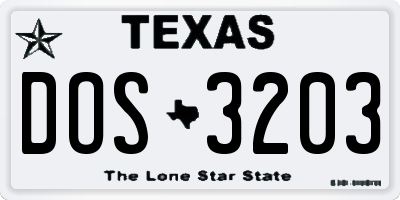 TX license plate DOS3203