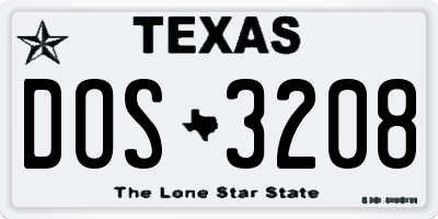 TX license plate DOS3208