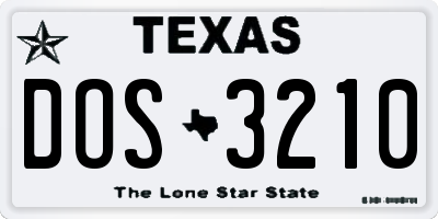 TX license plate DOS3210