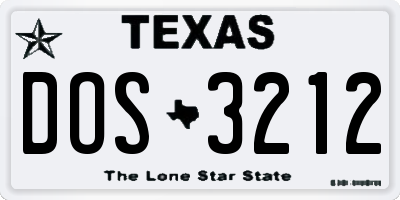 TX license plate DOS3212