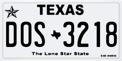 TX license plate DOS3218