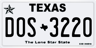 TX license plate DOS3220
