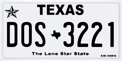 TX license plate DOS3221