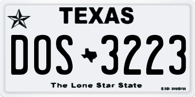 TX license plate DOS3223