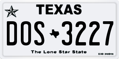 TX license plate DOS3227