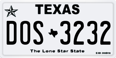 TX license plate DOS3232