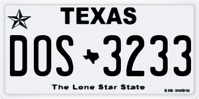 TX license plate DOS3233