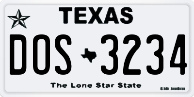 TX license plate DOS3234