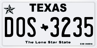 TX license plate DOS3235