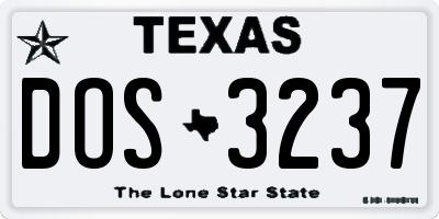 TX license plate DOS3237