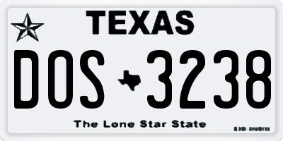 TX license plate DOS3238