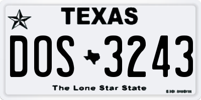TX license plate DOS3243