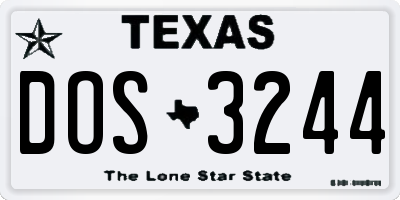 TX license plate DOS3244
