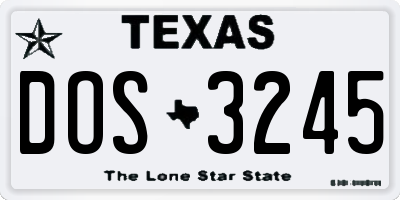 TX license plate DOS3245