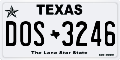TX license plate DOS3246