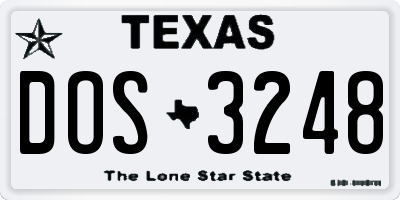 TX license plate DOS3248