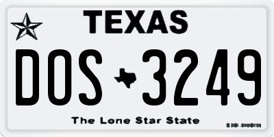 TX license plate DOS3249