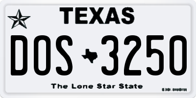 TX license plate DOS3250
