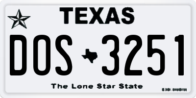 TX license plate DOS3251
