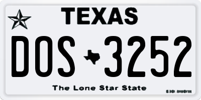 TX license plate DOS3252