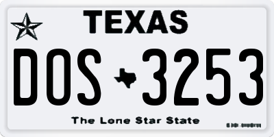 TX license plate DOS3253
