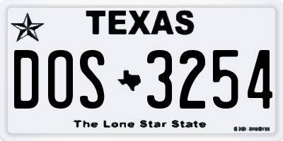 TX license plate DOS3254