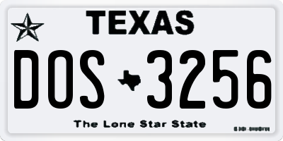 TX license plate DOS3256