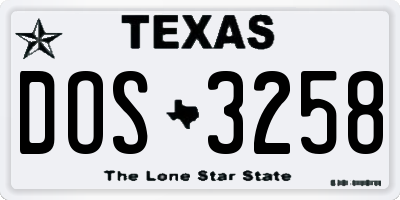 TX license plate DOS3258