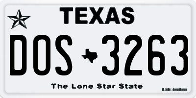 TX license plate DOS3263