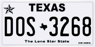 TX license plate DOS3268