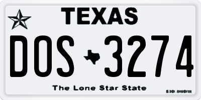 TX license plate DOS3274