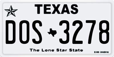 TX license plate DOS3278