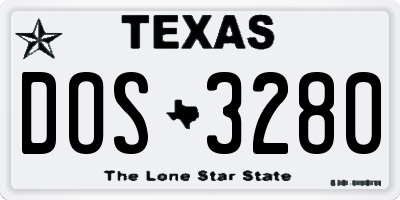 TX license plate DOS3280
