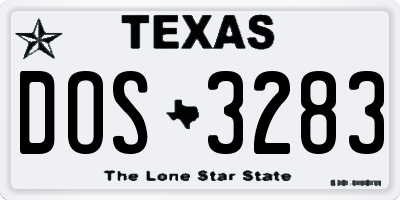 TX license plate DOS3283