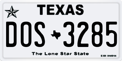 TX license plate DOS3285