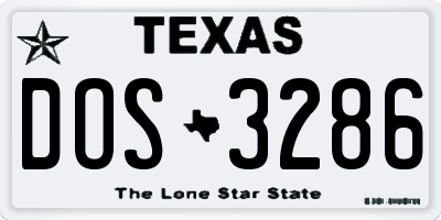 TX license plate DOS3286