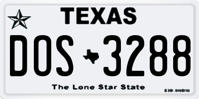 TX license plate DOS3288