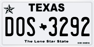 TX license plate DOS3292