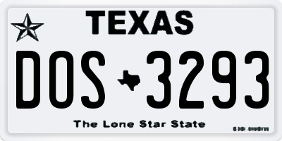 TX license plate DOS3293