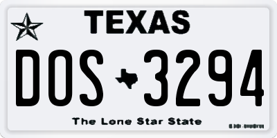 TX license plate DOS3294