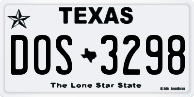 TX license plate DOS3298