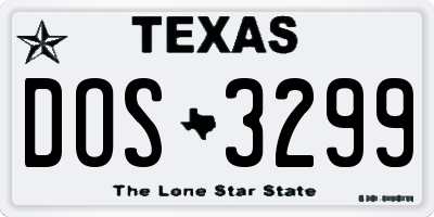 TX license plate DOS3299
