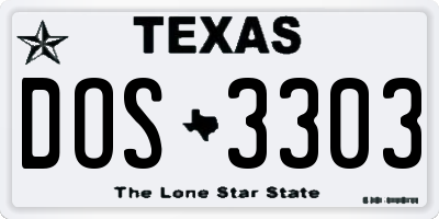 TX license plate DOS3303